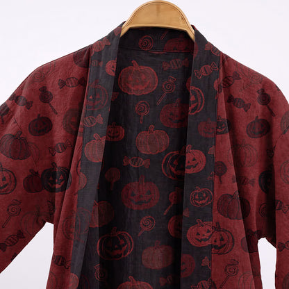 Spooky Pumpkin Candy Cotton Kimono Robe - image 2