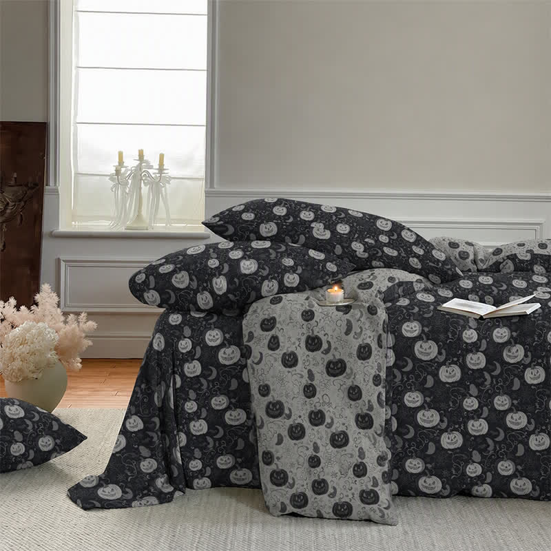 Halloween Pumpkin Moon Cotton 4-piece Duvet Bedding Set - image 5