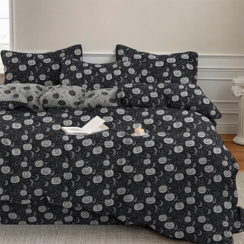 Halloween Pumpkin Moon Cotton 4-piece Duvet Bedding Set - image 1