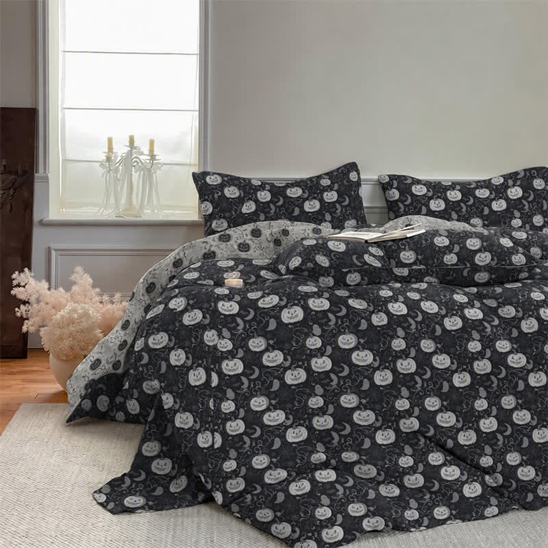 Halloween Pumpkin Moon Cotton 4-piece Duvet Bedding Set - image 3