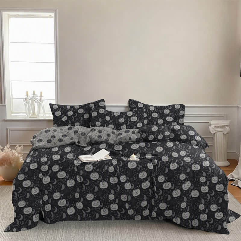 Halloween Pumpkin Moon Cotton 4-piece Duvet Bedding Set - image 4