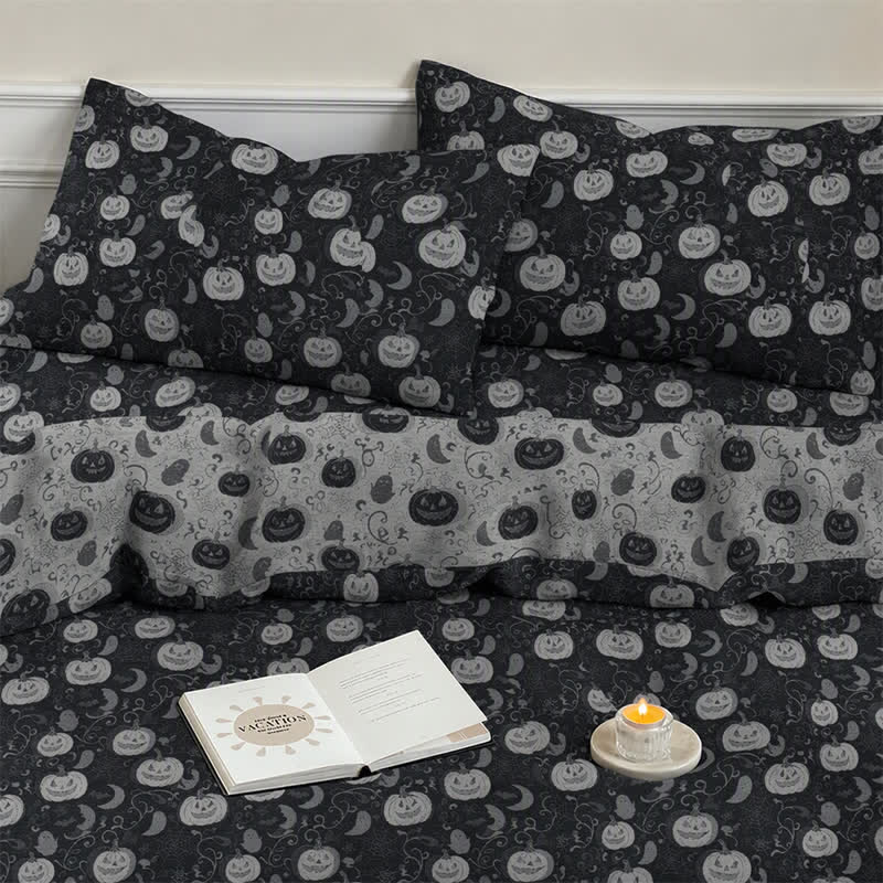 Halloween Pumpkin Moon Cotton 4-piece Duvet Bedding Set - image 6