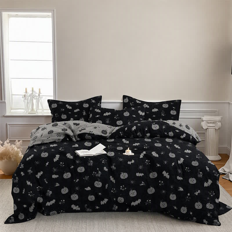Halloween Pumpkin Bat Cotton 4-piece Duvet Bedding Set - image 4
