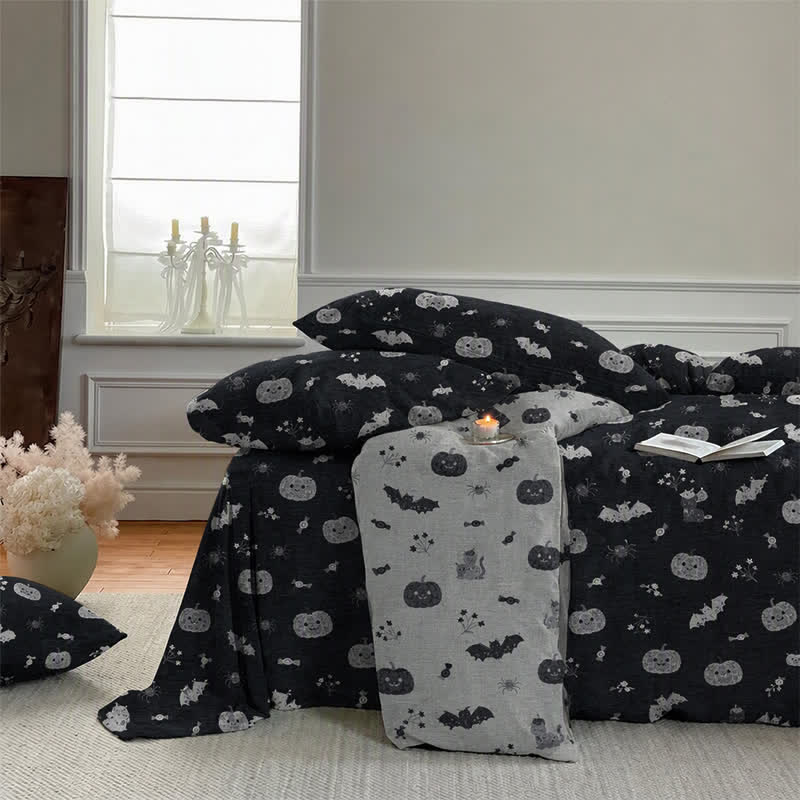 Halloween Pumpkin Bat Cotton 4-piece Duvet Bedding Set - image 5