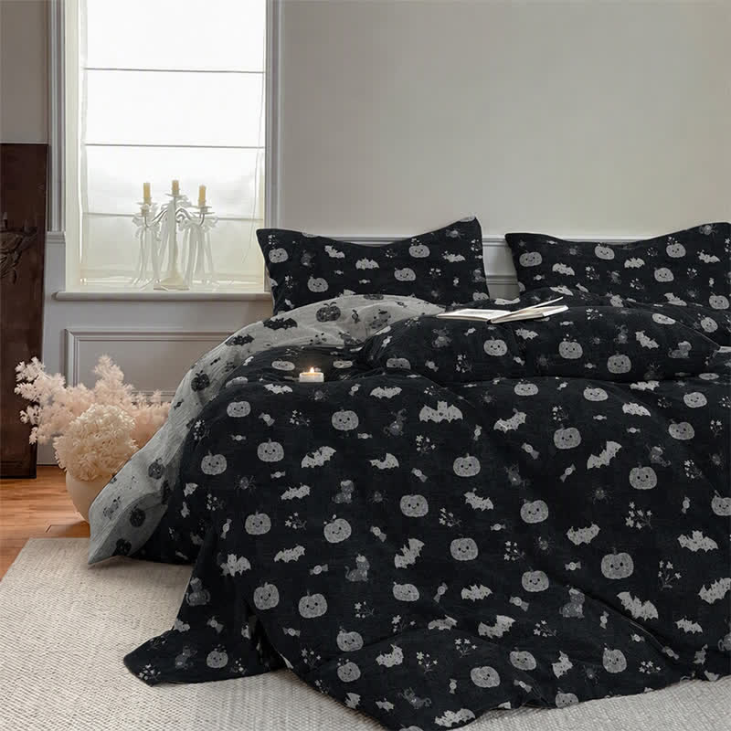 Halloween Pumpkin Bat Cotton 4-piece Duvet Bedding Set - image 3