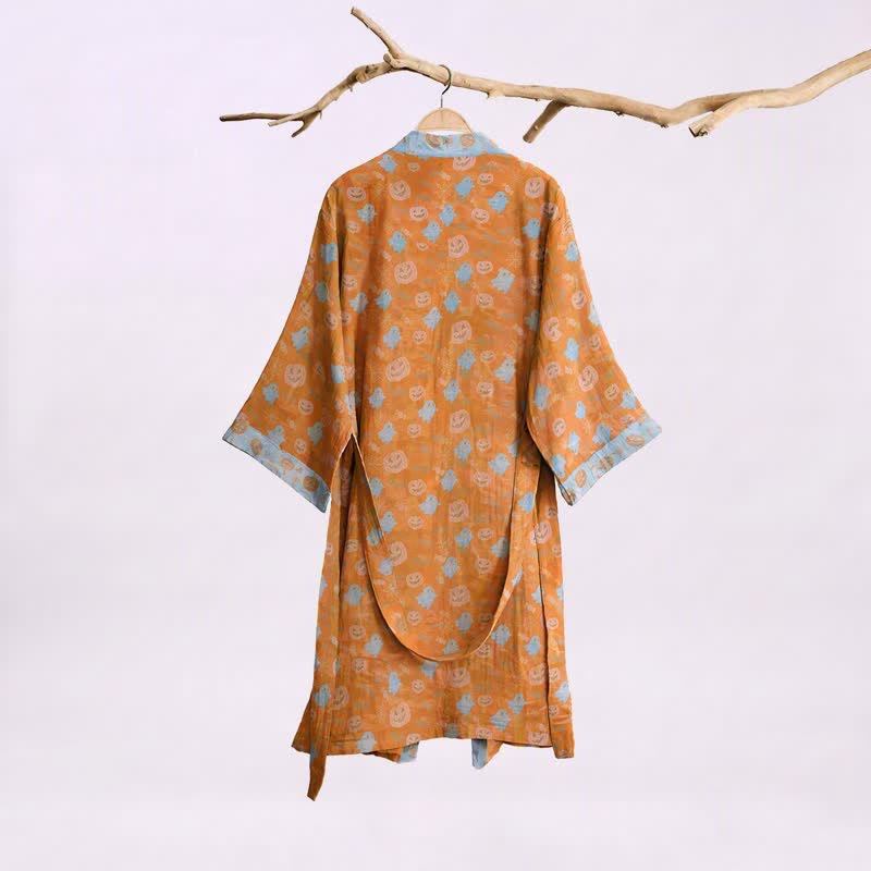 Multi‑Color Pumpkin Halloween Cotton Kimono Robe - image 1