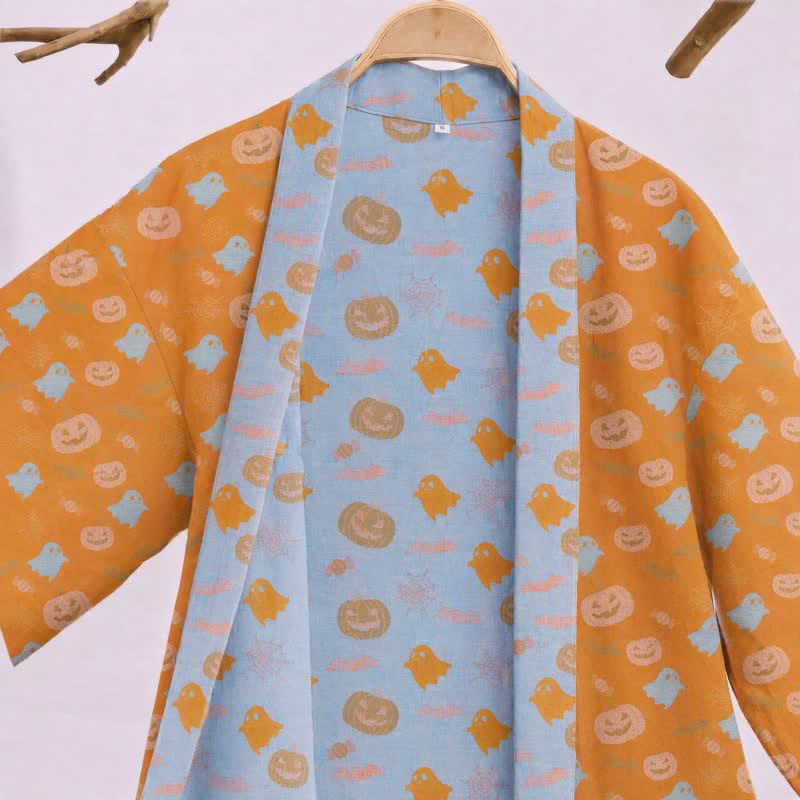 Multi‑Color Pumpkin Halloween Cotton Kimono Robe - image 2
