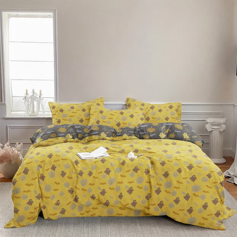 Multi‑Color Pumpkin Ghost Cotton 4-Piece Duvet Bedding Set - image 4
