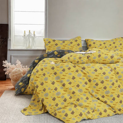 Multi‑Color Pumpkin Ghost Cotton 4-Piece Duvet Bedding Set - image 3