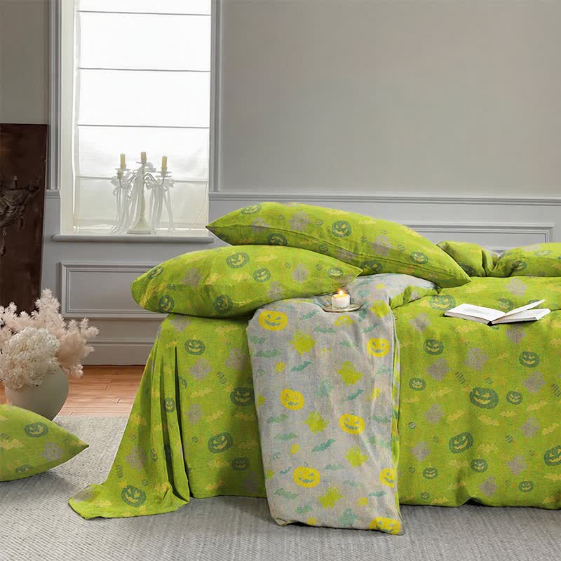 Multi‑Color Pumpkin Ghost Cotton 4-Piece Duvet Bedding Set - image 12
