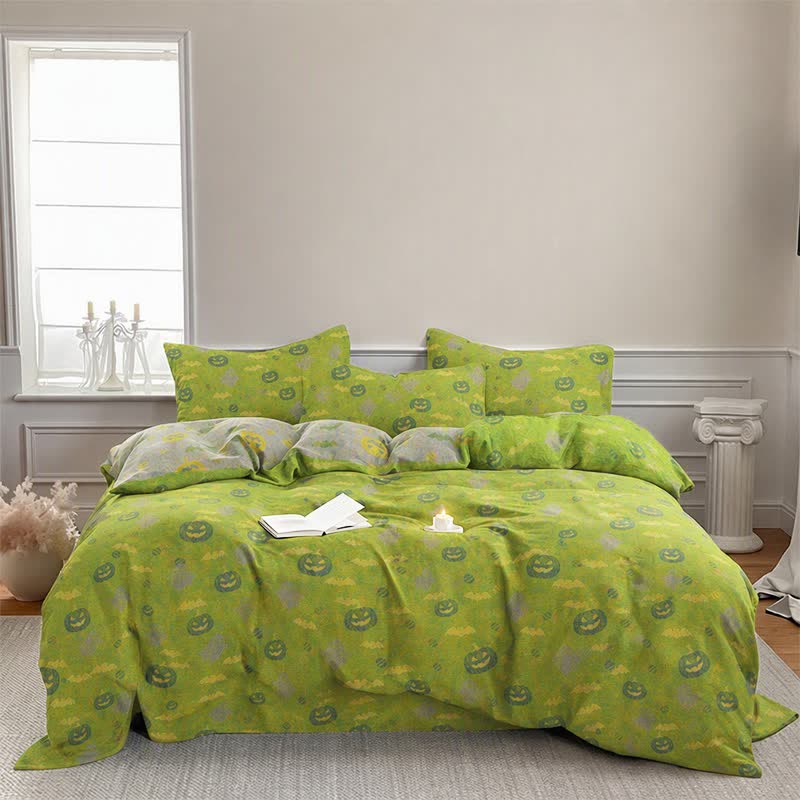 Multi‑Color Pumpkin Ghost Cotton 4-Piece Duvet Bedding Set - image 11