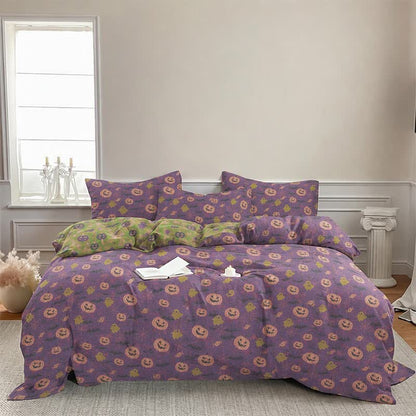 Multi‑Color Pumpkin Ghost Cotton 4-Piece Duvet Bedding Set - image 18