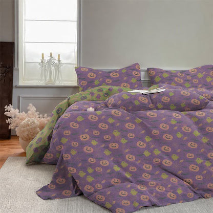Multi‑Color Pumpkin Ghost Cotton 4-Piece Duvet Bedding Set - image 17