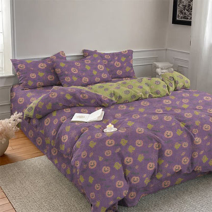 Multi‑Color Pumpkin Ghost Cotton 4-Piece Duvet Bedding Set - image 16
