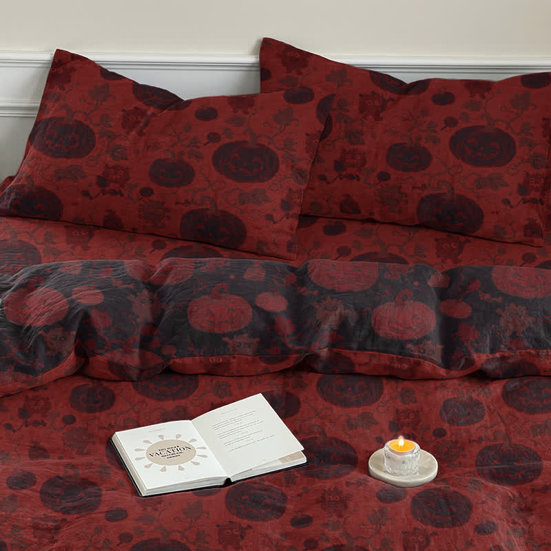 Halloween Pumpkin Monster Cotton 4-Piece Duvet Bedding Set - image 8