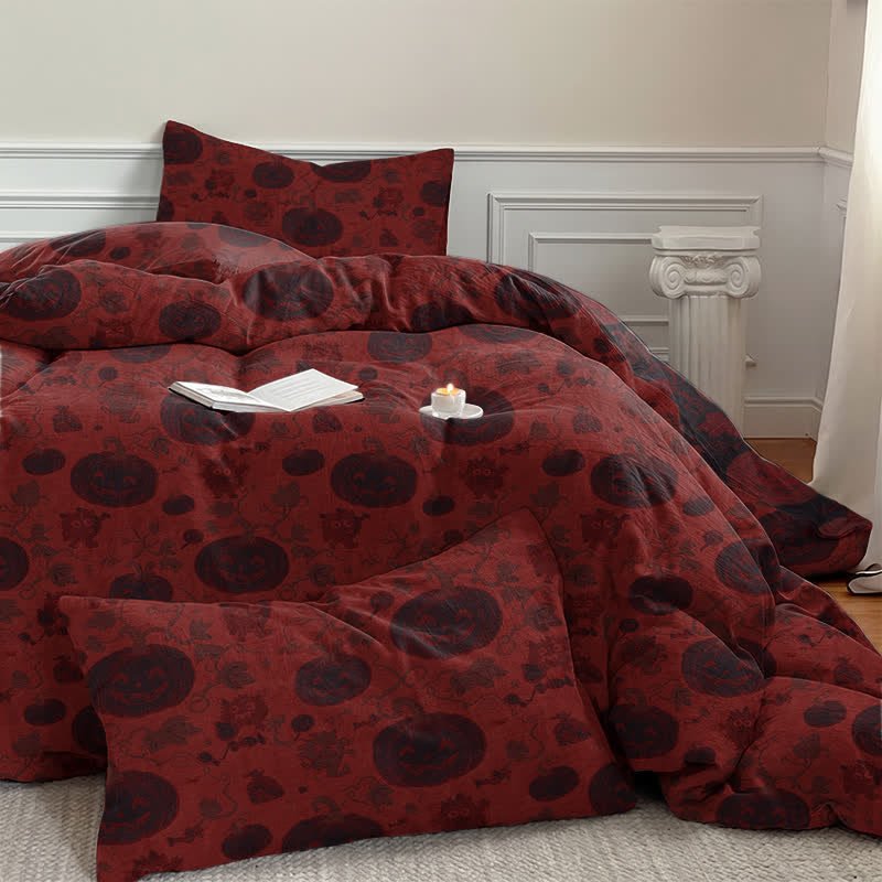 Halloween Pumpkin Monster Cotton 4-Piece Duvet Bedding Set - image 7