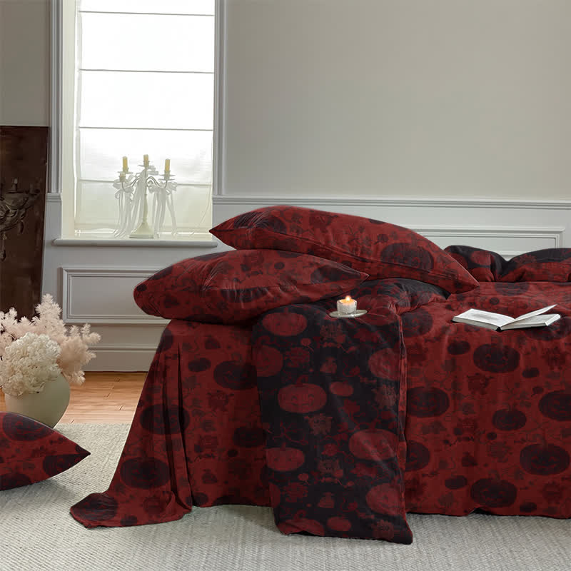 Halloween Pumpkin Monster Cotton 4-Piece Duvet Bedding Set - image 6