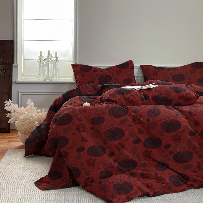 Halloween Pumpkin Monster Cotton 4-Piece Duvet Bedding Set - image 5
