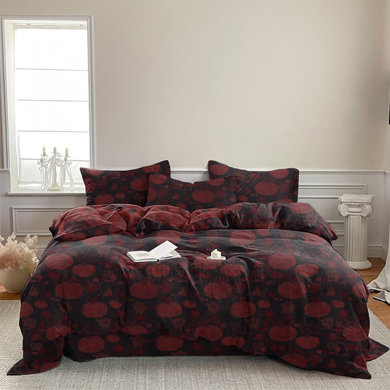 Halloween Pumpkin Monster Cotton 4-Piece Duvet Bedding Set - image 13