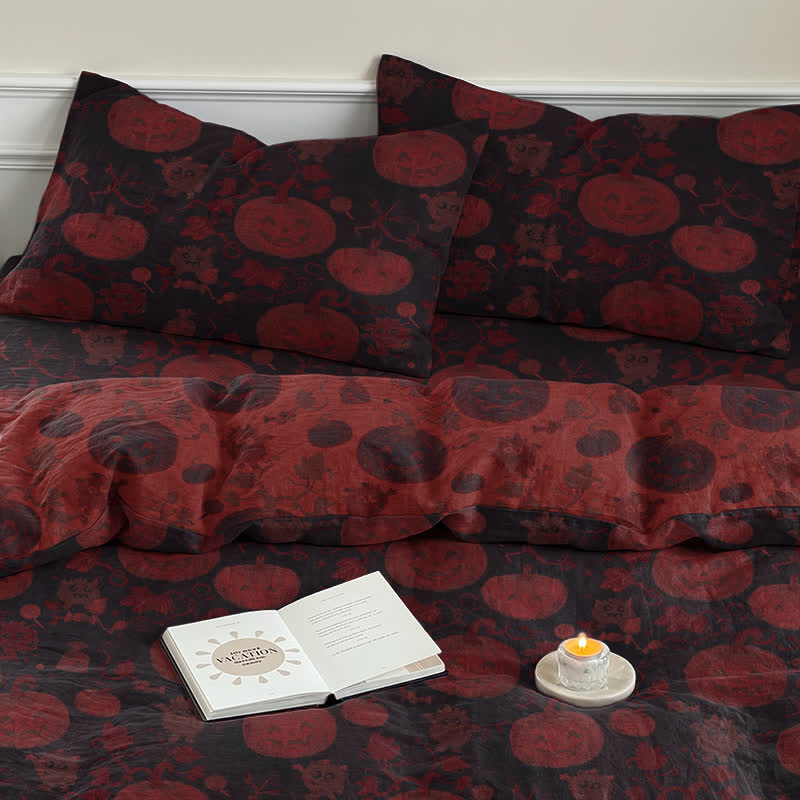 Halloween Pumpkin Monster Cotton 4-Piece Duvet Bedding Set - image 17