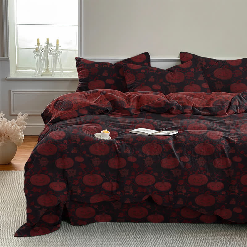 Halloween Pumpkin Monster Cotton 4-Piece Duvet Bedding Set - image 11