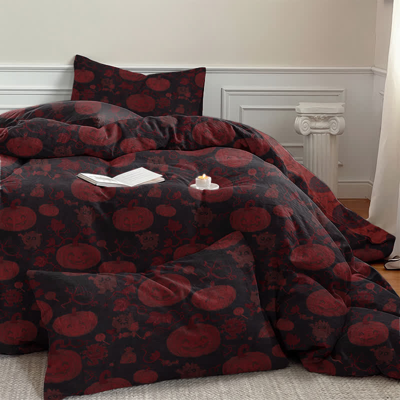 Halloween Pumpkin Monster Cotton 4-Piece Duvet Bedding Set - image 16