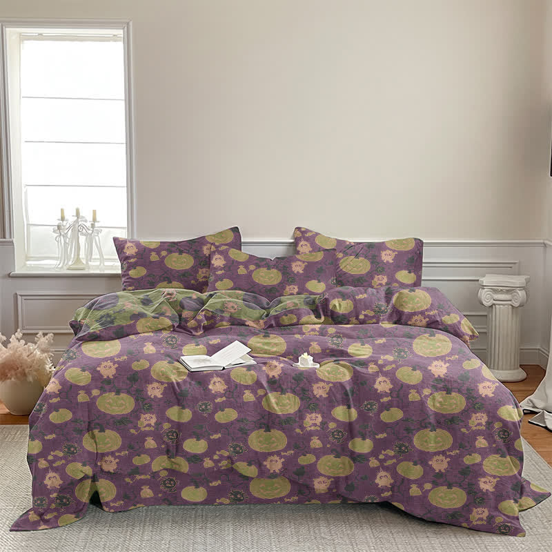 Halloween Pumpkin Monster Cotton 4-Piece Duvet Bedding Set - image 22