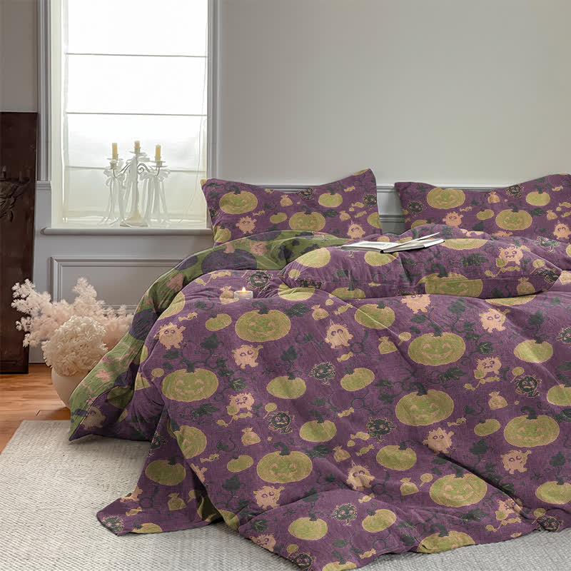 Halloween Pumpkin Monster Cotton 4-Piece Duvet Bedding Set - image 23