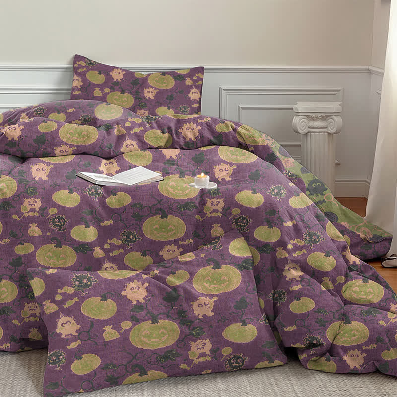 Halloween Pumpkin Monster Cotton 4-Piece Duvet Bedding Set - image 25