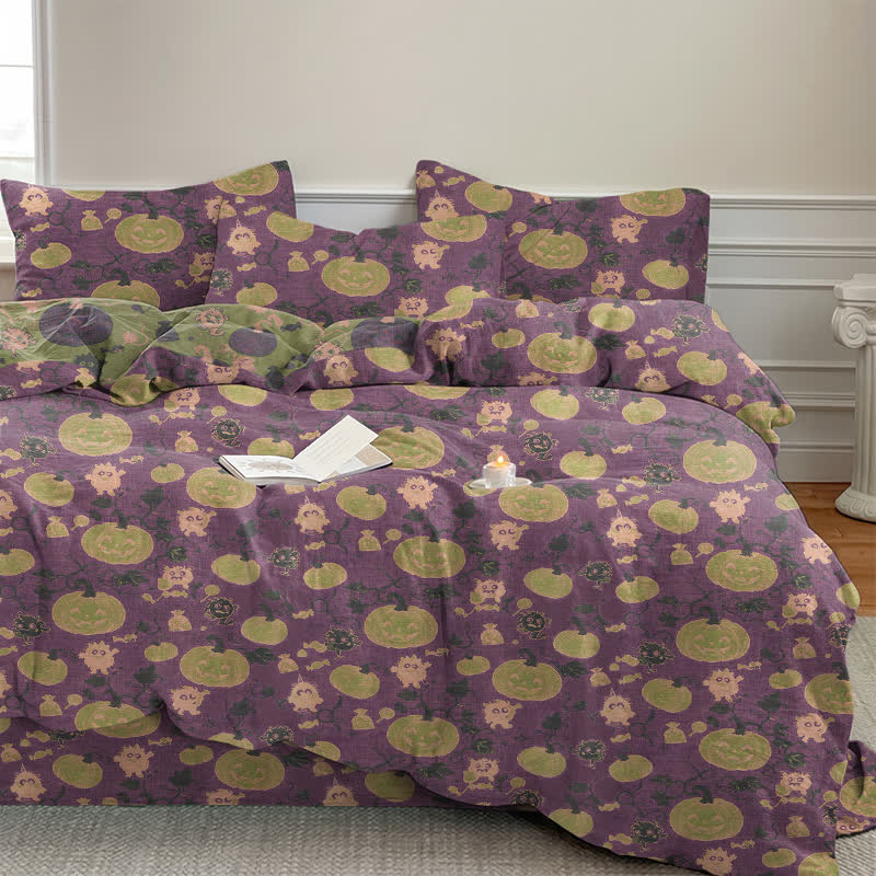 Halloween Pumpkin Monster Cotton 4-Piece Duvet Bedding Set - image 19