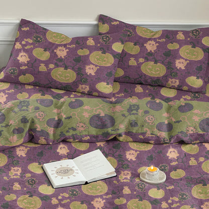 Halloween Pumpkin Monster Cotton 4-Piece Duvet Bedding Set - image 26