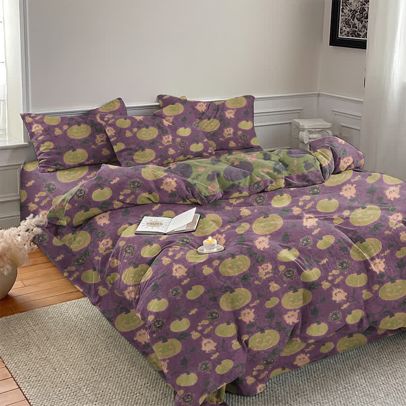 Halloween Pumpkin Monster Cotton 4-Piece Duvet Bedding Set - image 21