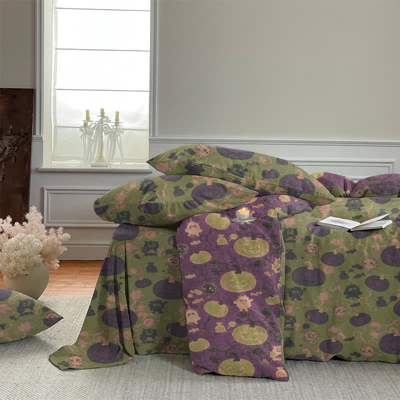 Halloween Pumpkin Monster Cotton 4-Piece Duvet Bedding Set - image 33