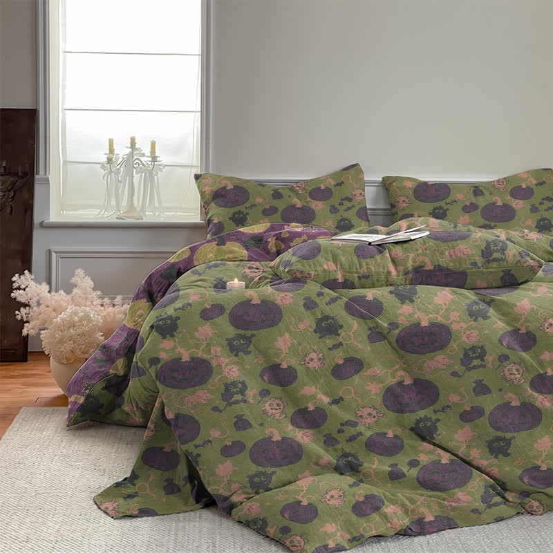 Halloween Pumpkin Monster Cotton 4-Piece Duvet Bedding Set - image 32