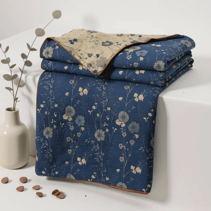 Reversible Blue Floral Cottage Quilt - image 3