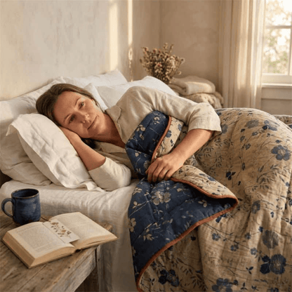 Reversible Blue Floral Cottage Quilt - image 8