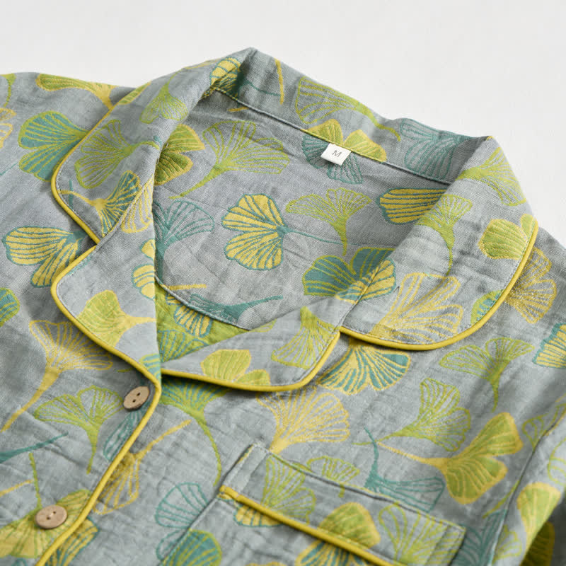 Nature‑Inspired Ginkgo Leaf Cotton Loungewear Set - image 15