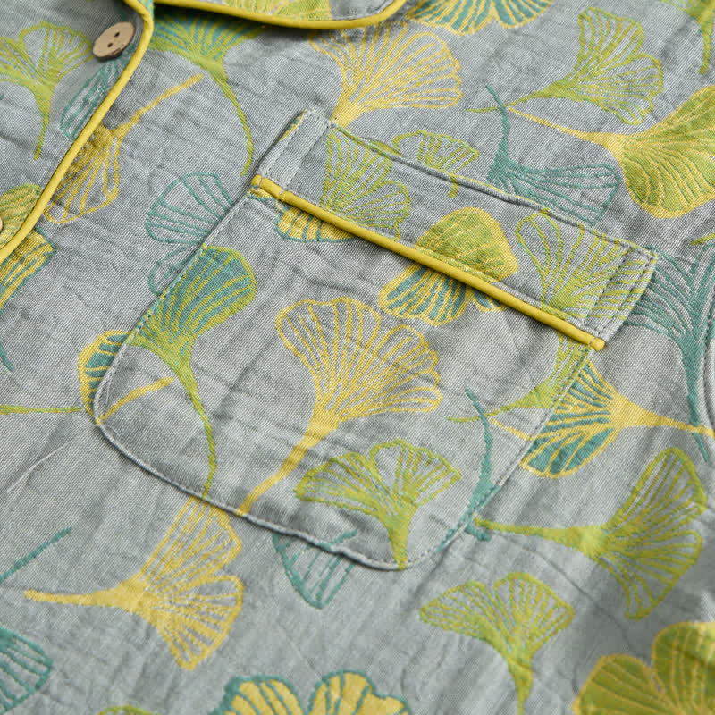 Nature‑Inspired Ginkgo Leaf Cotton Loungewear Set - image 16