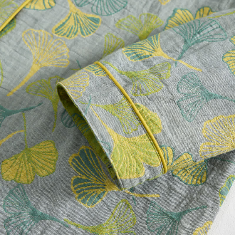 Nature‑Inspired Ginkgo Leaf Cotton Loungewear Set - image 18