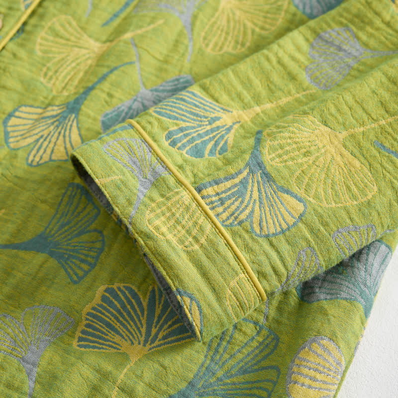 Nature‑Inspired Ginkgo Leaf Cotton Loungewear Set - image 8