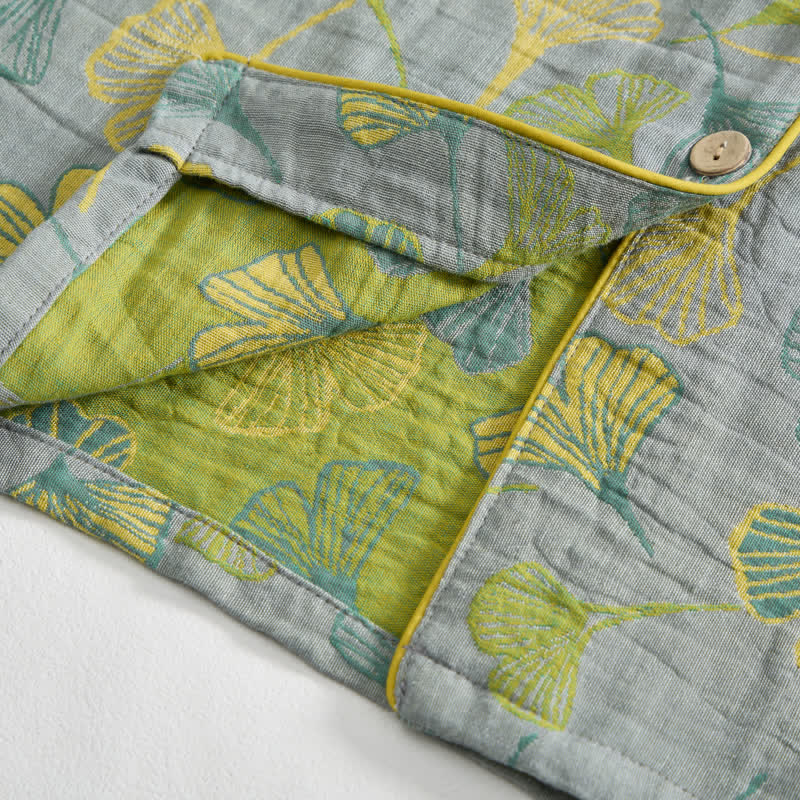 Nature‑Inspired Ginkgo Leaf Cotton Loungewear Set - image 17