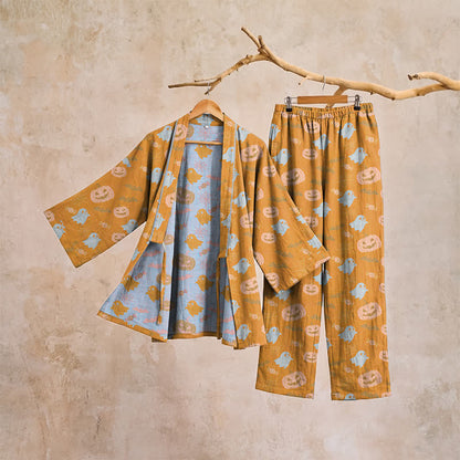 Halloween Ghost Pumpkin Cotton Kimono Pajama Set - image 4