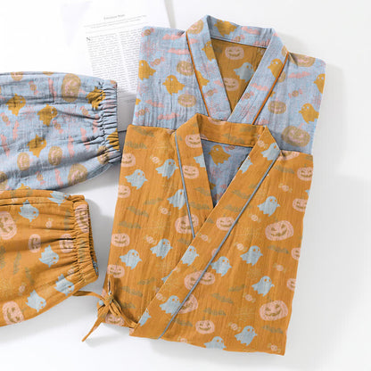 Halloween Ghost Pumpkin Cotton Kimono Pajama Set - image 5