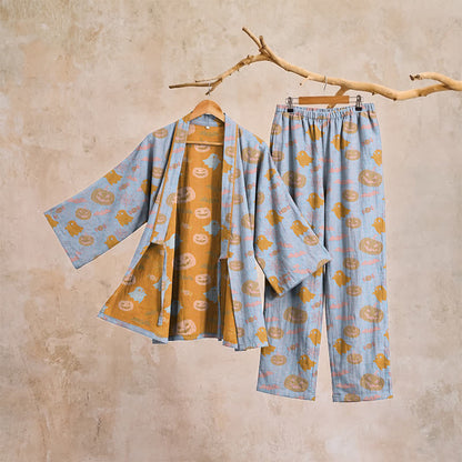 Halloween Ghost Pumpkin Cotton Kimono Pajama Set - image 12