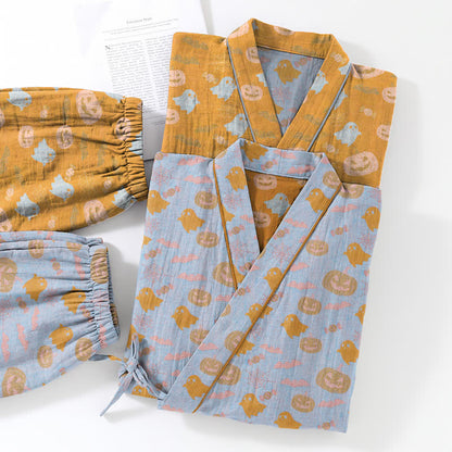 Halloween Ghost Pumpkin Cotton Kimono Pajama Set - image 13