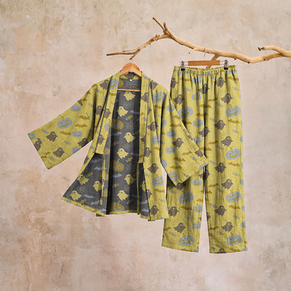 Halloween Ghost Pumpkin Cotton Kimono Pajama Set - image 20