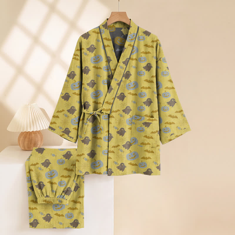 Halloween Ghost Pumpkin Cotton Kimono Pajama Set - image 19
