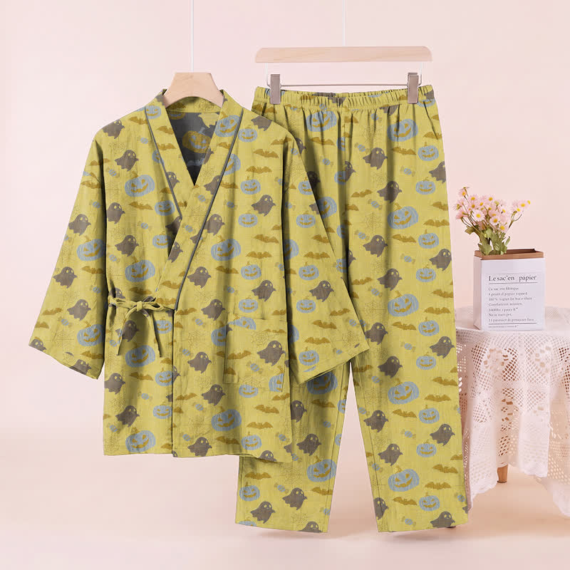 Halloween Ghost Pumpkin Cotton Kimono Pajama Set - image 18