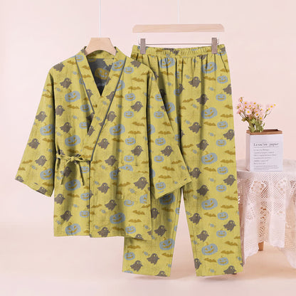Halloween Ghost Pumpkin Cotton Kimono Pajama Set - image 18