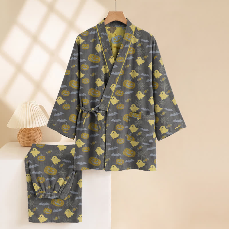 Halloween Ghost Pumpkin Cotton Kimono Pajama Set - image 27